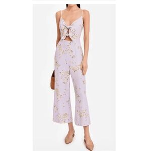 Intermix Octavia Floral Lilac Lavender & Yellow Wide Leg lined Jumpsuit- Size XS